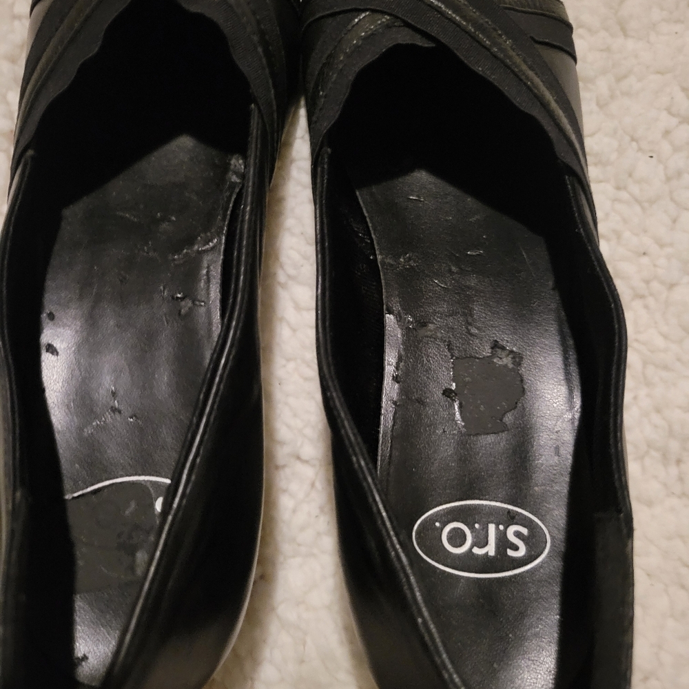 WOMENS S.R.O. SAMMI LEATHER HEEL PUMPS BLACK SIZE 8 - Picture 11 of 13